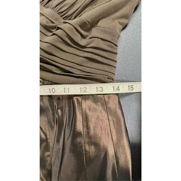 Tadashi Collection Womens Brown Taffeta Pleated Criss-Cross A-Line Dress Size 6 - Picture 10 of 13